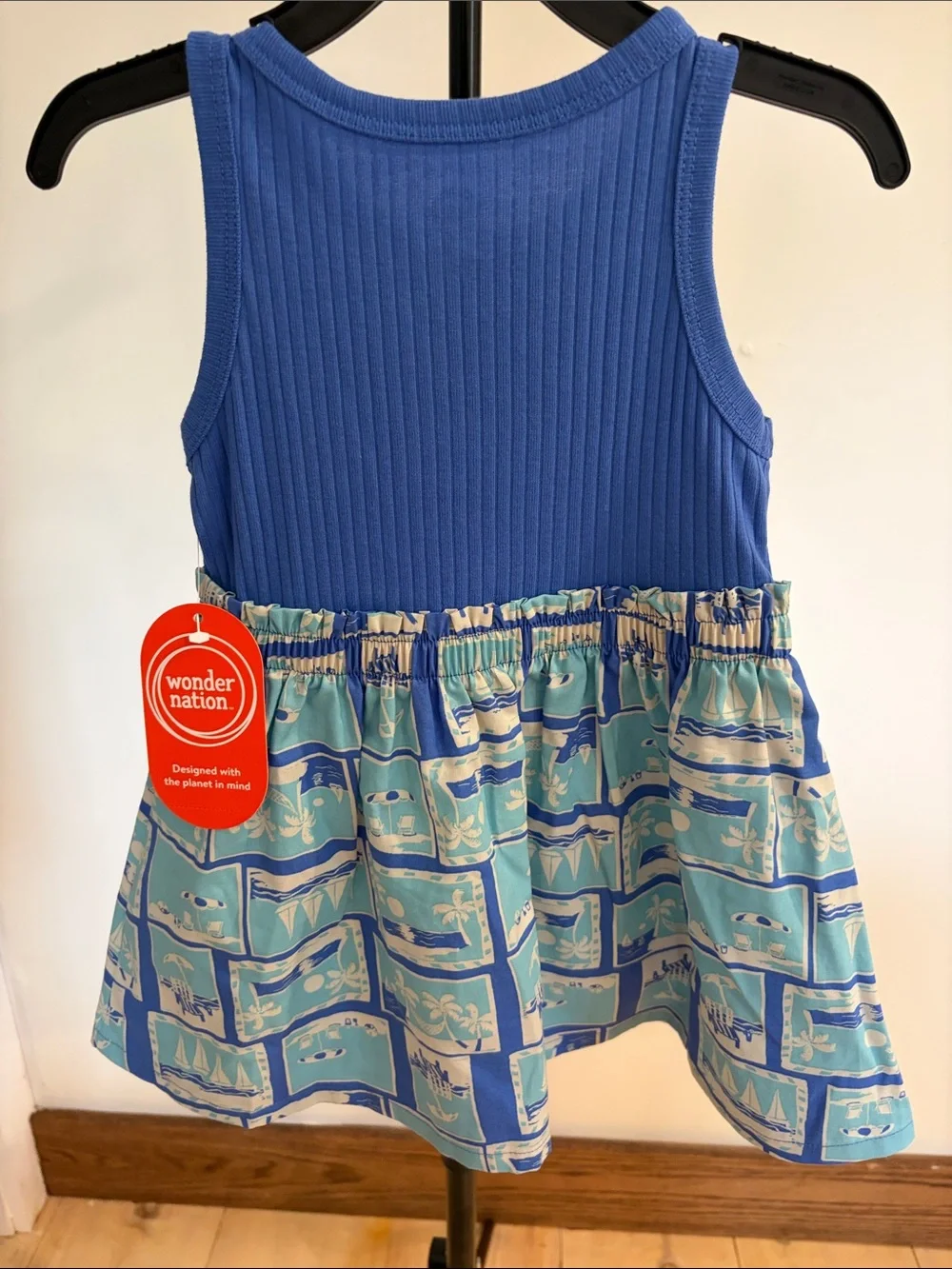 Lot of 2 NWT wonder nation multicolor dresses. 18 months.